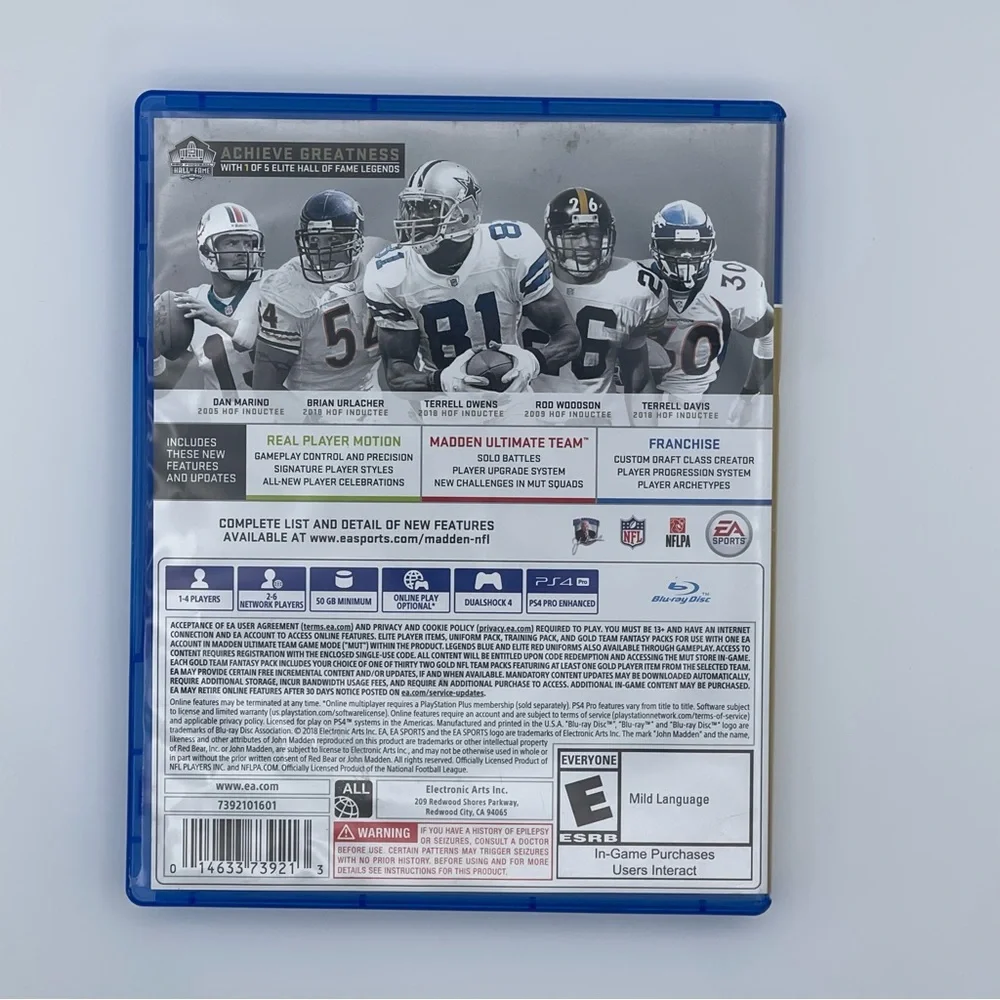 Madden NFL 19 Hall of Fame Edition (Sony‎ PlayStation 4, 2018) Complete
